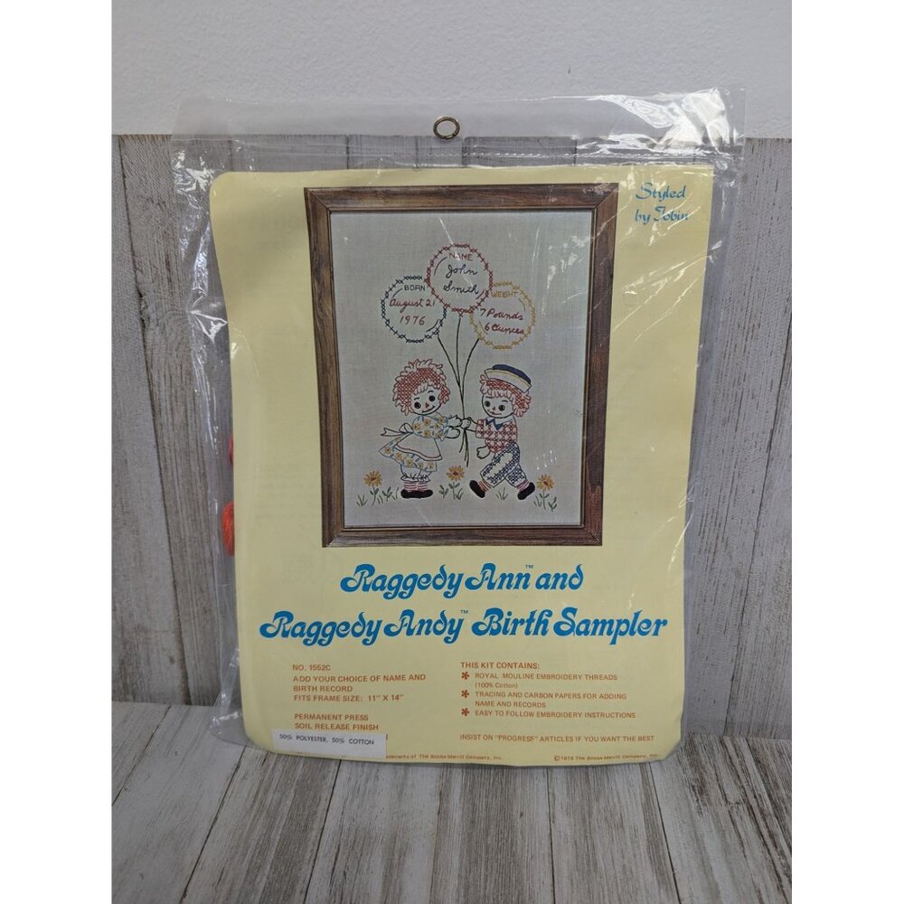 Raggedy Ann & Andy Birth Sampler Kit By Tobin